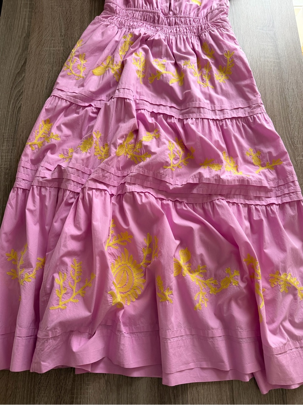 Anthropologie Somerset Maxi Dress in Pink & Yellow Embroidered Edition Sz Medium - Picture 14 of 15